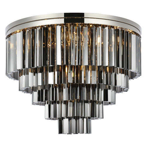 Elegant Sydney 9 Light Flush Mount - Polished Nickel/Silver, L 32" (1201F32PN-SS-RC)