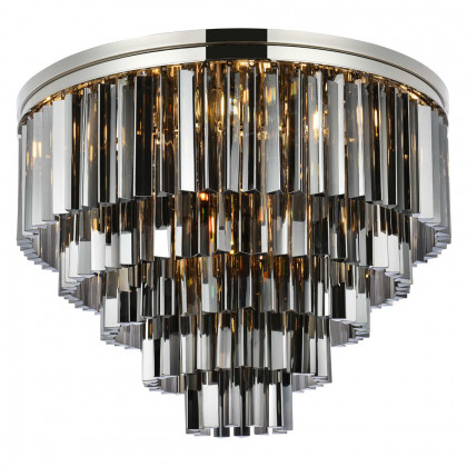 Elegant Sydney 9 Light Flush Mount - Polished Nickel/Silver, L 32" (1201F32PN-SS-RC)