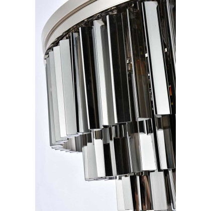 Elegant Sydney 9 Light Flush Mount - Polished Nickel/Silver, L 32" (1201F32PN-SS-RC)