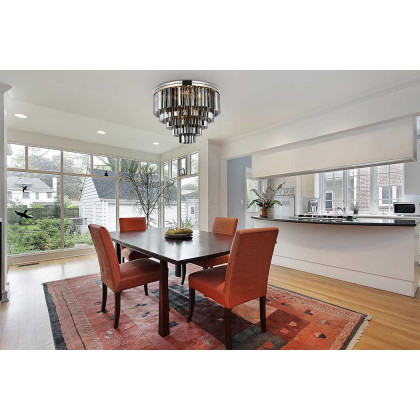 Elegant Sydney 9 Light Flush Mount - Polished Nickel/Silver, L 32" (1201F32PN-SS-RC)