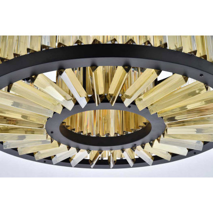 Elegant Prism 8 Light Round Chandelier - Matte Black/Gold, L 28" (1203D28MB-GT-RC)