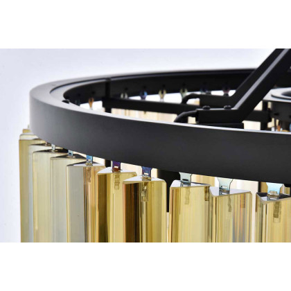 Elegant Prism 8 Light Round Chandelier - Matte Black/Gold, L 28" (1203D28MB-GT-RC)