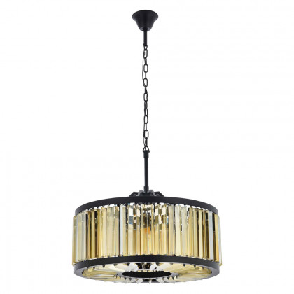 Elegant Prism 8 Light Round Chandelier - Matte Black/Gold, L 28" (1203D28MB-GT-RC)