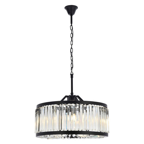 Elegant Prism 8 Light Round Chandelier - Matte Black, L 28" (1203D28MB-RC)