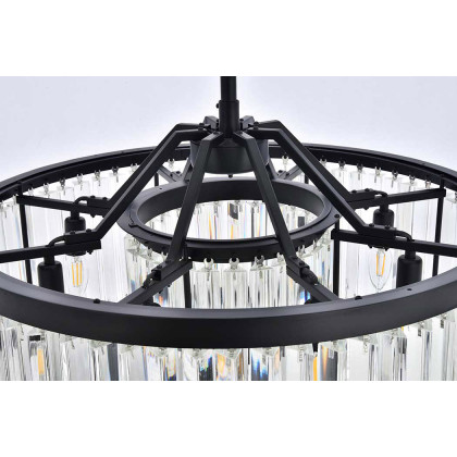 Elegant Prism 8 Light Round Chandelier - Matte Black, L 28" (1203D28MB-RC)