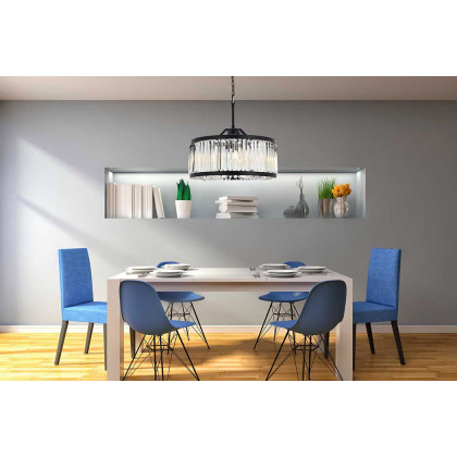 Elegant Prism 8 Light Round Chandelier - Matte Black, L 28" (1203D28MB-RC)