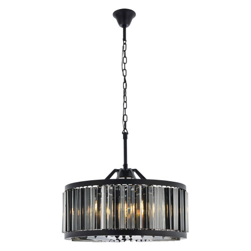 Elegant Prism 8 Light Round Chandelier - Matte Black/Silver, L 28" (1203D28MB-SS-RC)