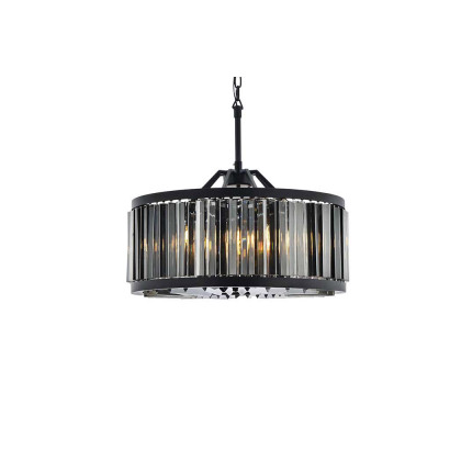 Elegant Prism 8 Light Round Chandelier - Matte Black/Silver, L 28" (1203D28MB-SS-RC)