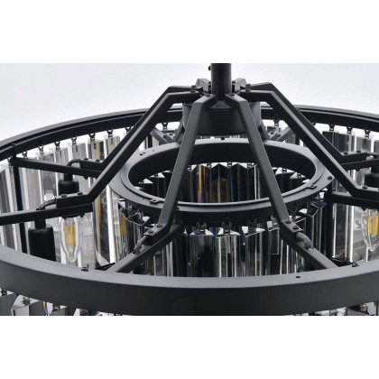 Elegant Prism 8 Light Round Chandelier - Matte Black/Silver, L 28" (1203D28MB-SS-RC)