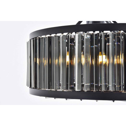 Elegant Prism 8 Light Round Chandelier - Matte Black/Silver, L 28" (1203D28MB-SS-RC)