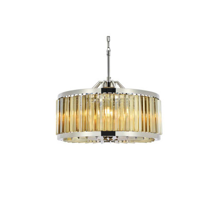 Elegant Prism 8 Light Round Chandelier - Polished Nickel/Gold, L 28" (1203D28PN-GT-RC)