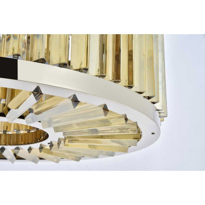 Elegant Prism 8 Light Round Chandelier - Polished Nickel/Gold, L 28" (1203D28PN-GT-RC)