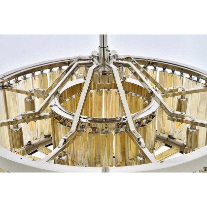 Elegant Prism 8 Light Round Chandelier - Polished Nickel/Gold, L 28" (1203D28PN-GT-RC)