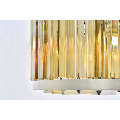 Elegant Prism 8 Light Round Chandelier - Polished Nickel/Gold, L 28" (1203D28PN-GT-RC)
