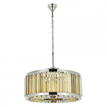 Elegant Prism 8 Light Round Chandelier - Polished Nickel/Gold, L 28" (1203D28PN-GT-RC)