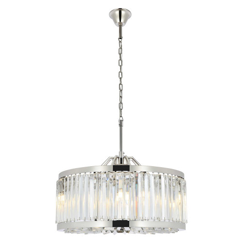 Elegant Prism 8 Light Round Chandelier - Polished Nickel, L 28" (1203D28PN-RC)