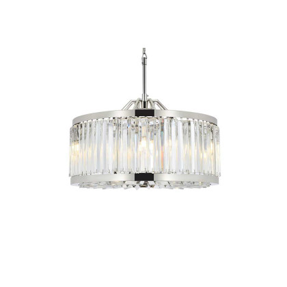 Elegant Prism 8 Light Round Chandelier - Polished Nickel, L 28" (1203D28PN-RC)
