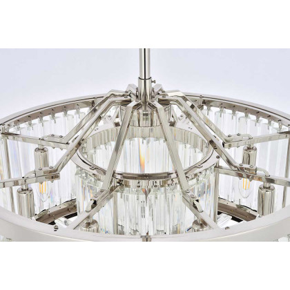 Elegant Prism 8 Light Round Chandelier - Polished Nickel, L 28" (1203D28PN-RC)