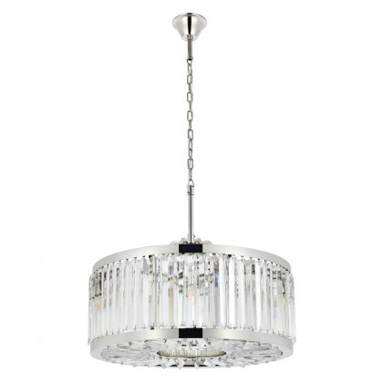Elegant Prism 8 Light Round Chandelier - Polished Nickel, L 28" (1203D28PN-RC)