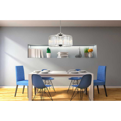 Elegant Prism 8 Light Round Chandelier - Polished Nickel, L 28" (1203D28PN-RC)