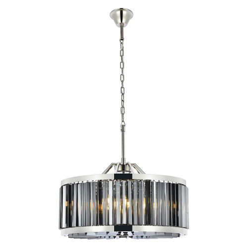 Elegant Prism 8 Light Round Chandelier - Polished Nickel/Silver, L 28" (1203D28PN-SS-RC)
