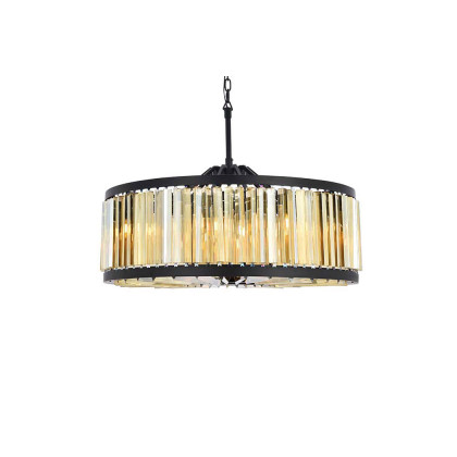 Elegant Prism 8 Light Round Chandelier - Matte Black/Gold, L 35.5" (1203D35MB-GT-RC)