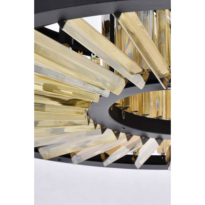 Elegant Prism 8 Light Round Chandelier - Matte Black/Gold, L 35.5" (1203D35MB-GT-RC)