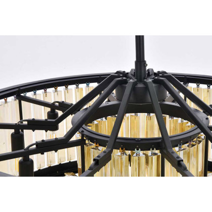Elegant Prism 8 Light Round Chandelier - Matte Black/Gold, L 35.5" (1203D35MB-GT-RC)