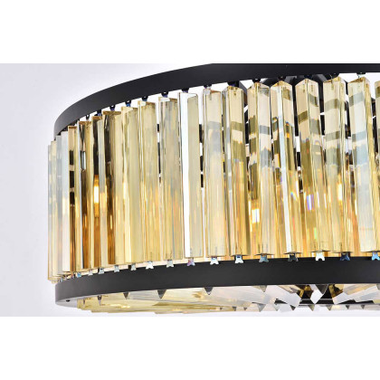 Elegant Prism 8 Light Round Chandelier - Matte Black/Gold, L 35.5" (1203D35MB-GT-RC)
