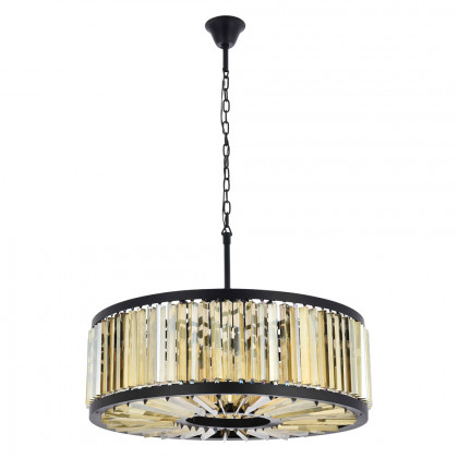 Elegant Prism 8 Light Round Chandelier - Matte Black/Gold, L 35.5" (1203D35MB-GT-RC)