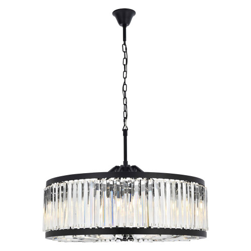 Elegant Prism 8 Light Round Chandelier - Matte Black, L 35.5" (1203D35MB-RC)
