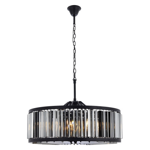 Elegant Prism 8 Light Round Chandelier - Matte Black/Silver, L 35.5" (1203D35MB-SS-RC)