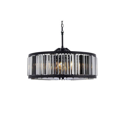 Elegant Prism 8 Light Round Chandelier - Matte Black/Silver, L 35.5" (1203D35MB-SS-RC)