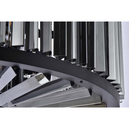 Elegant Prism 8 Light Round Chandelier - Matte Black/Silver, L 35.5" (1203D35MB-SS-RC)