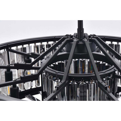 Elegant Prism 8 Light Round Chandelier - Matte Black/Silver, L 35.5" (1203D35MB-SS-RC)