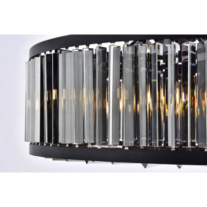 Elegant Prism 8 Light Round Chandelier - Matte Black/Silver, L 35.5" (1203D35MB-SS-RC)