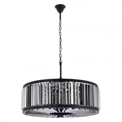 Elegant Prism 8 Light Round Chandelier - Matte Black/Silver, L 35.5" (1203D35MB-SS-RC)