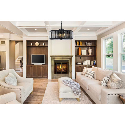 Elegant Prism 8 Light Round Chandelier - Matte Black/Silver, L 35.5" (1203D35MB-SS-RC)