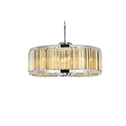 Elegant Prism 8 Light Round Chandelier - Polished Nickel/Gold, L 35.5" (1203D35PN-GT-RC)