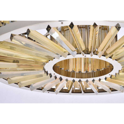 Elegant Prism 8 Light Round Chandelier - Polished Nickel/Gold, L 35.5" (1203D35PN-GT-RC)