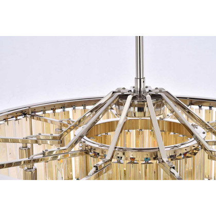 Elegant Prism 8 Light Round Chandelier - Polished Nickel/Gold, L 35.5" (1203D35PN-GT-RC)