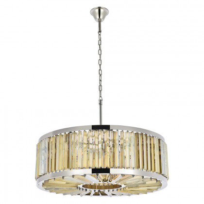 Elegant Prism 8 Light Round Chandelier - Polished Nickel/Gold, L 35.5" (1203D35PN-GT-RC)