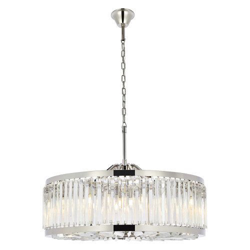 Elegant Prism 8 Light Round Chandelier - Polished Nickel, L 35.5" (1203D35PN-RC)