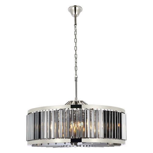 Elegant Prism 8 Light Round Chandelier - Polished Nickel/Silver, L 35.5" (1203D35PN-SS-RC)