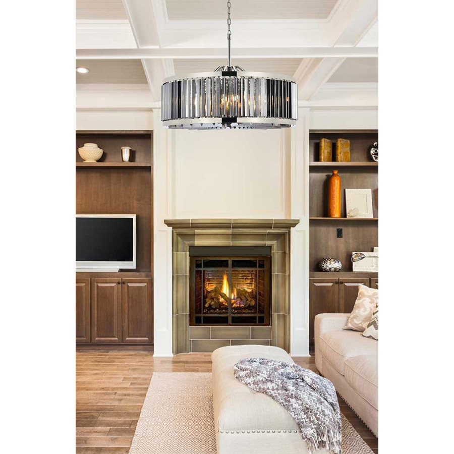 Elegant Prism 8 Light Round Chandelier - Polished Nickel/Silver, L 35.5" (1203D35PN-SS-RC)