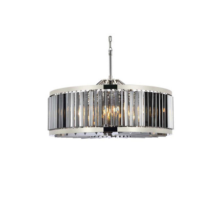 Elegant Prism 8 Light Round Chandelier - Polished Nickel/Silver, L 35.5" (1203D35PN-SS-RC)