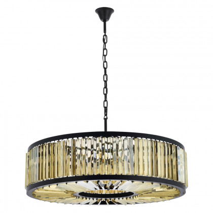 Elegant Prism 8 Light Round Chandelier - Matte Black/Gold, L 43" (1203G43MB-GT-RC)