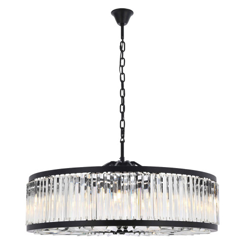 Elegant Prism 8 Light Round Chandelier - Matte Black, L 43" (1203G43MB-RC)