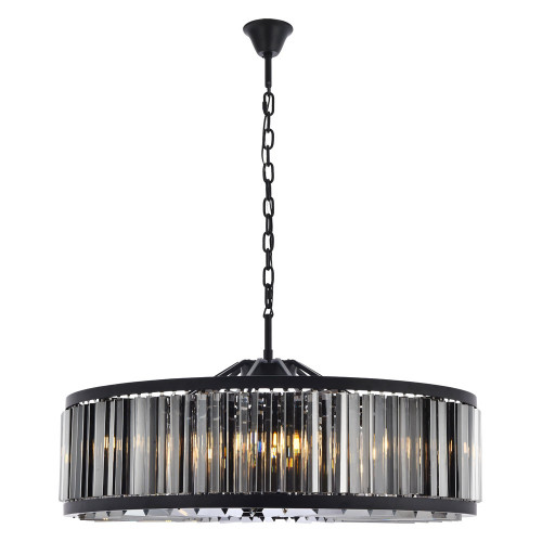 Elegant Prism 8 Light Round Chandelier - Matte Black/Silver, L 43" (1203G43MB-SS-RC)