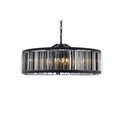Elegant Prism 8 Light Round Chandelier - Matte Black/Silver, L 43" (1203G43MB-SS-RC)